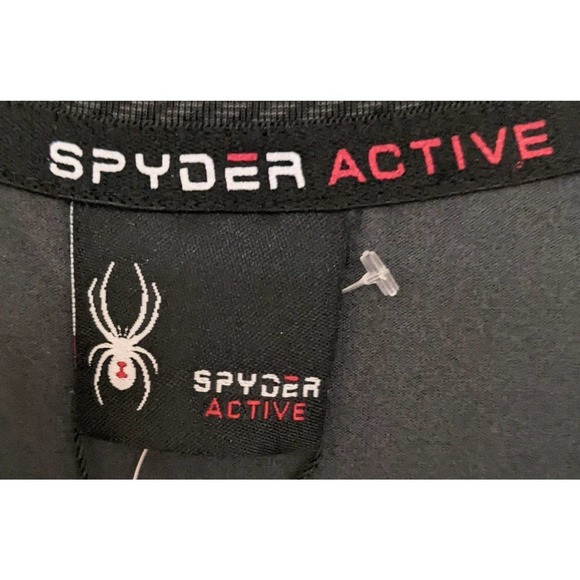 Spyder Active Mens Long Sleeve Crew Neck Shirt Size M Gray Black Performance New - Picture 4 of 4